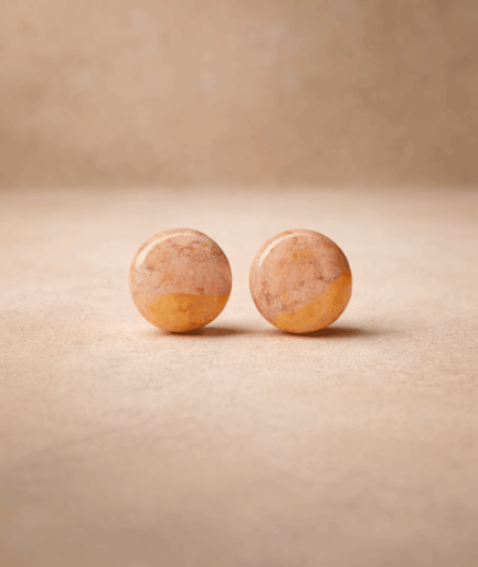 warm_sunset_round_earrings_solmira_rustic_grace_round_clay_stud_earrings