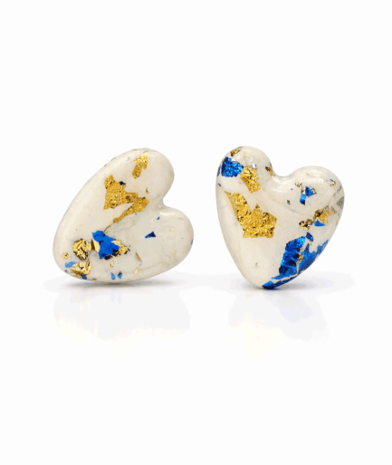 handmade_ceramic_heart_earrings_white_gold_blue_texture_camino_inspired_jewelry