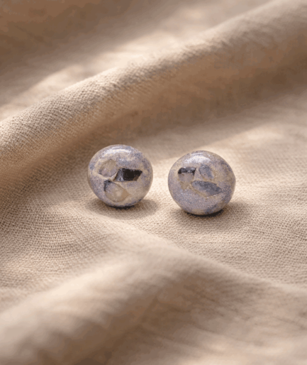 handmade_ceramic_round_earrings_purple_blue_texture_camino_inspired_jewelry