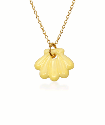 handmade_ceramic_shell_pendant_yellow_soft_glossy_camino_inspired_necklace
