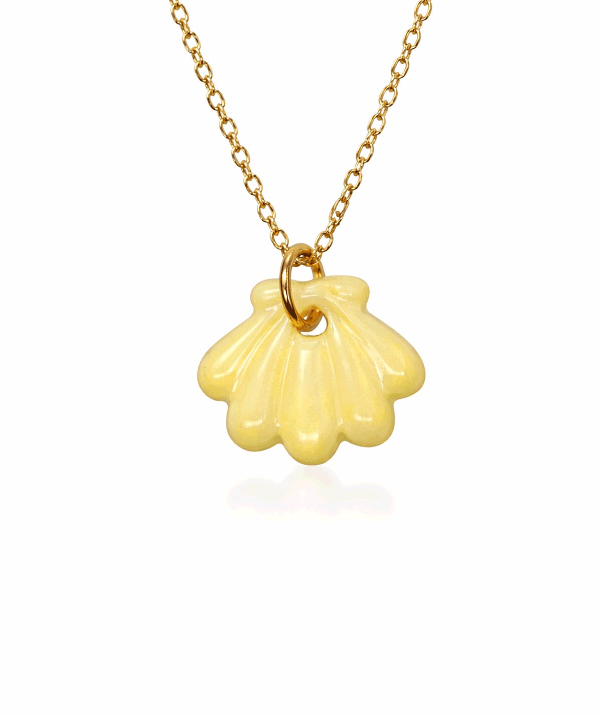handmade_ceramic_shell_pendant_yellow_soft_glossy_camino_inspired_necklace